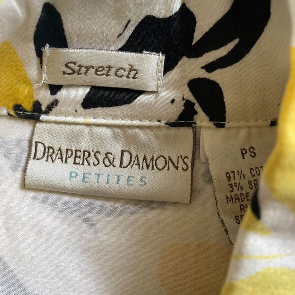 Womens Denim Floral Jacket Stretch Yellow Black Size 8 u - Picture 9 of 12